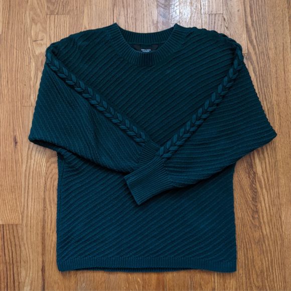 Vera Wang Forest Green Sweater, Mockneck, Batwing Sleeve, Size S - Picture 8 of 12